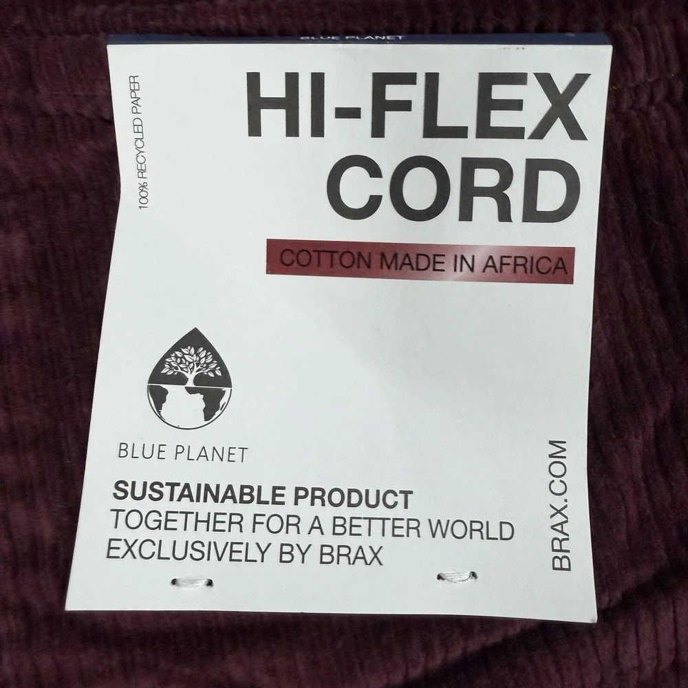 BRAX Chuck Corduroy Trousers Portobello Hi-flex Red 34x34 St-wa Eco-yarn